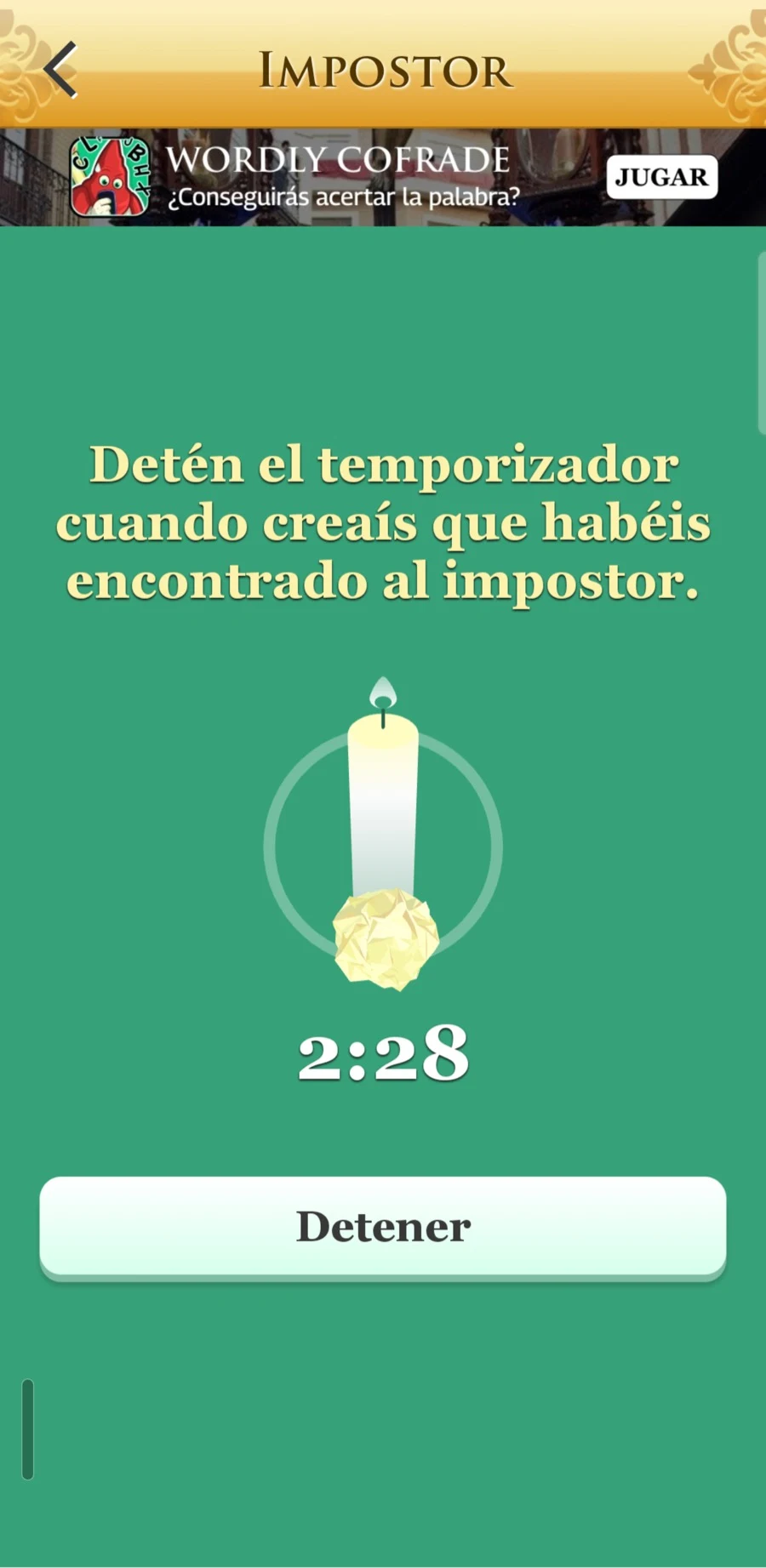 Pantalla de inicio de la cuenta atrás en el modo Impostor