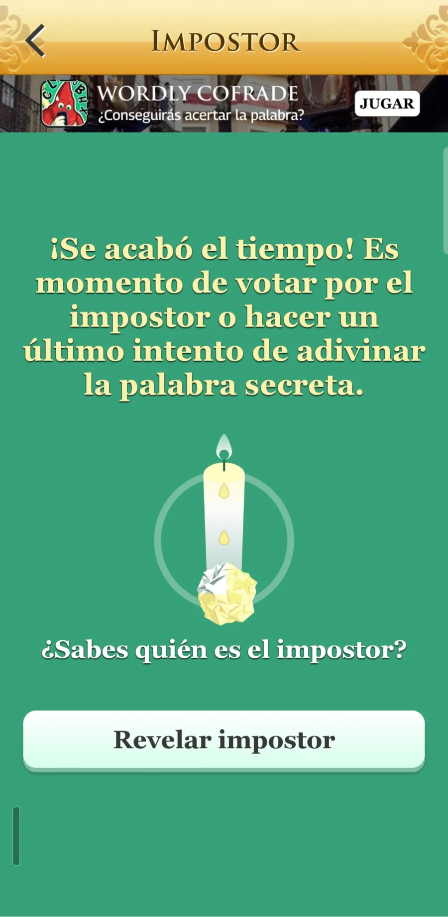 Pantalla de fin del tiempo en el modo Impostor